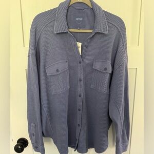 Aerie Waffle Knit Oversized Button Up